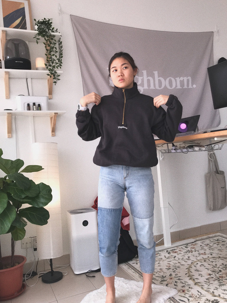 Off-Black Half-Zip Pullover - Highborn