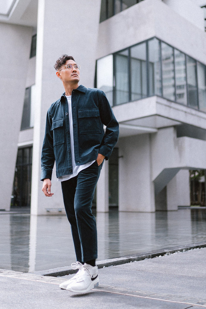 Prussian Blue Corduroy Overshirt - Highborn