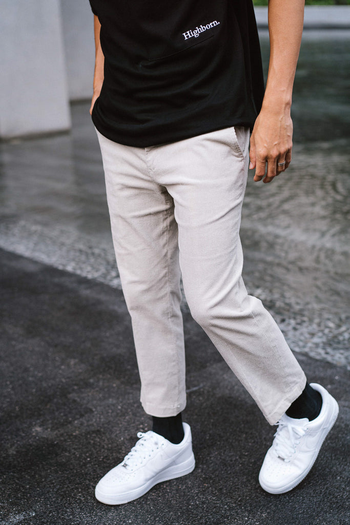 Owl Grey Corduroy Cropped Pants - Highborn