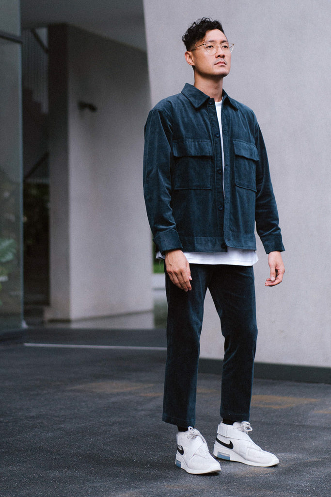 Prussian Blue Corduroy Overshirt - Highborn